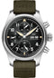 IWC Pilot's Watch Chronograph Spitfire - 41.0 mm Stainless Steel Case - Black Dial - Green Textile Strap - IW387901