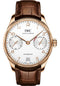 IWC Portugieser Automatic Watch - 42.3 mm 5N Gold Case - Silver Dial - Brown Alligator Strap - IW500701