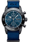 Breitling Superocean Heritage Chronograph 44 Outerknown Watch - Black steel - Blue Dial - Taffetas Dark Blue Nato Strap - Tang Buckle - M133132A1C1W1