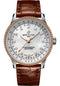 Breitling Navitimer Automatic 35 Watch - Steel and 18K Rose Gold - Mother-Of-Pearl Dial - Brown Alligator Leather Strap - Folding Buckle - U17395211A1P2