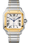 Cartier Santos de Cartier Watch - 39.8 mm Gold And Steel Case - Yellow Gold Bezel - Silvered Dial - Steel Bracelet - W2SA0009