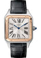 Cartier Santos-Dumont Watch - 43.5 mm Pink Gold And Steel Case - Silver Dial - Black Strap - W2SA0011