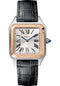 Cartier Santos-Dumont Watch - 38 mm Pink Gold And Steel Case - Silver Dial - Black Strap - W2SA0012