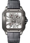Cartier Santos de Cartier Watch - 39.8 mm Black Steel Case - Skeleton Dial - Black Black Alligator Strap - Both Bracelet - WHSA0009