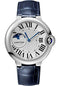 Cartier Ballon Bleu de Cartier Watch - 37 mm Steel Case - Silvered Dial - Blue Alligator Strap - WSBB0029