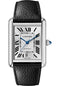 Cartier Tank Must Watch - 41 mm x 31 mm Steel Case - Silvered Dial - Interchangeable Black Grained Calfskin Strap - WSTA0040