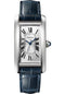 Cartier Tank Americaine Watch - 41.60 mm x 22.60 mm Steel Case - Silver Dial - Navy Blue Leather Strap - WSTA0044