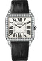 Cartier Santos Dumont Watch - Large White Gold Diamond Case - Silver Grained Dial - Alligator Strap - WH100651